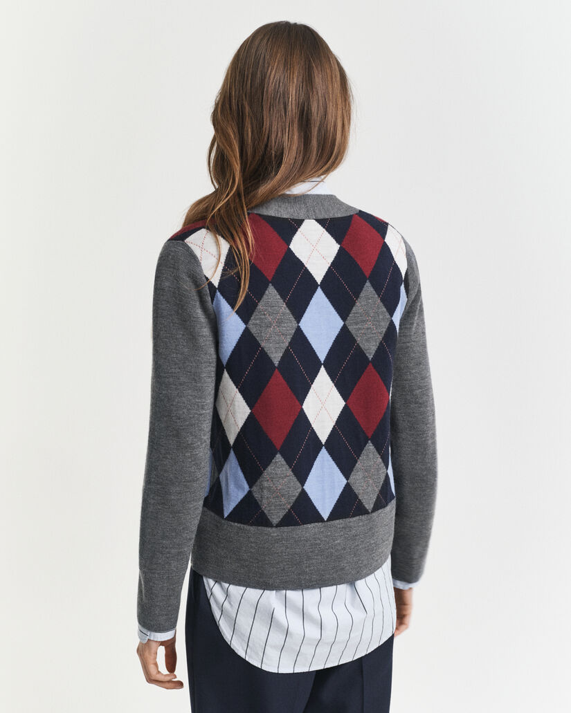 Cardigan Argyle con scollo a V