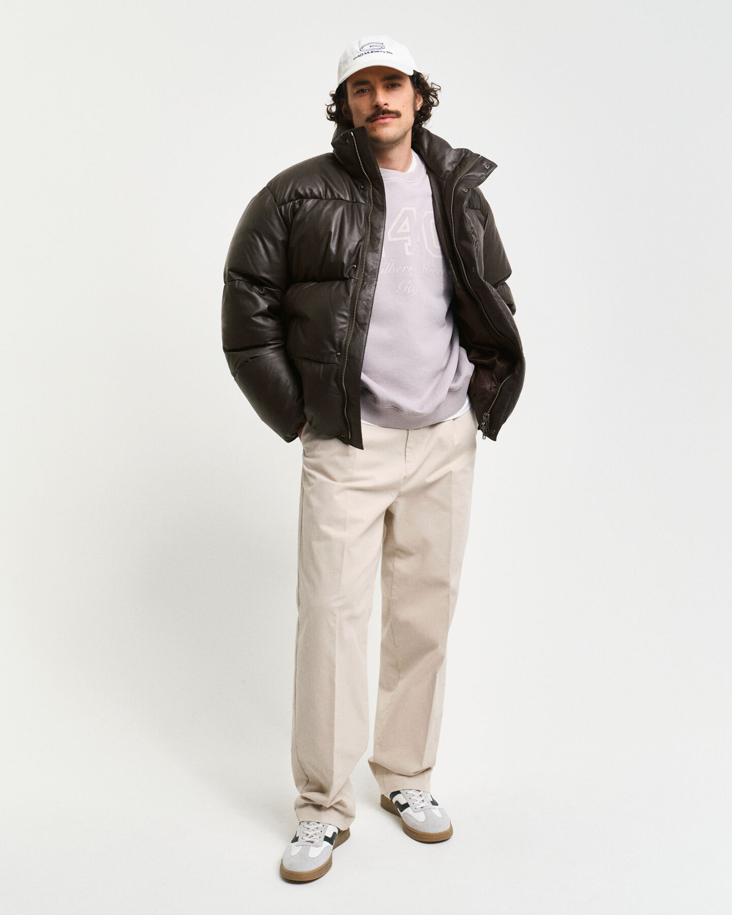 Piumino in pelle imbottito di piuma d’oca