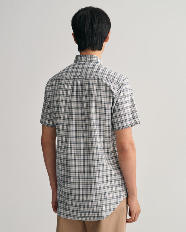 Camicia a maniche corte in popeline a quadretti regular fit