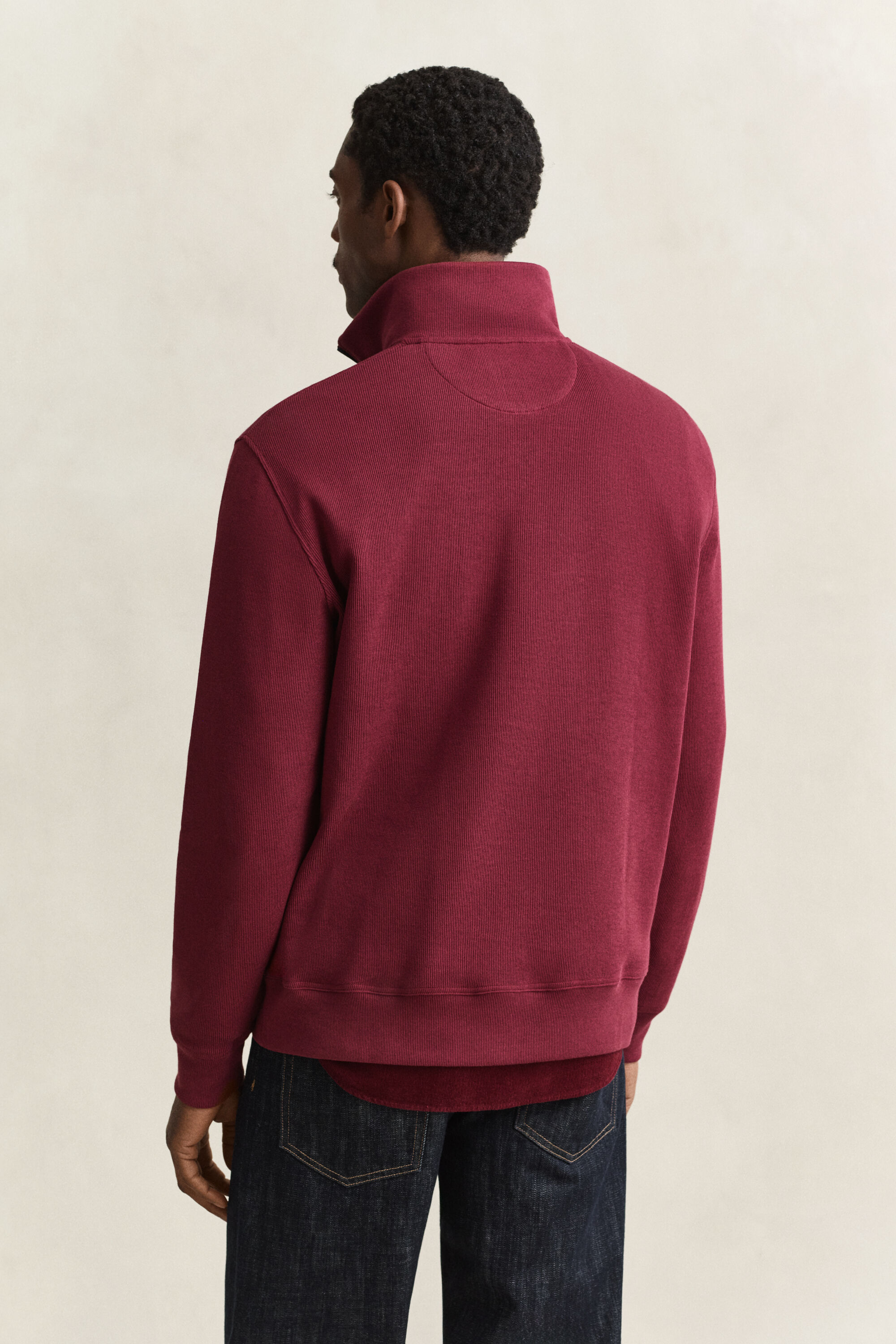 Felpa Sacker Rib con zip corta