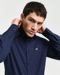 Camicia Oxford in popeline elasticizzato slim fit