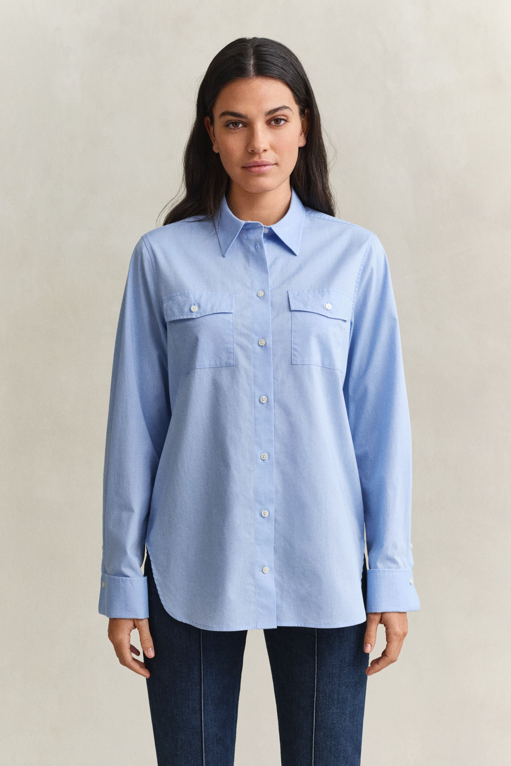 Camicia in cotone con polsini alla francese