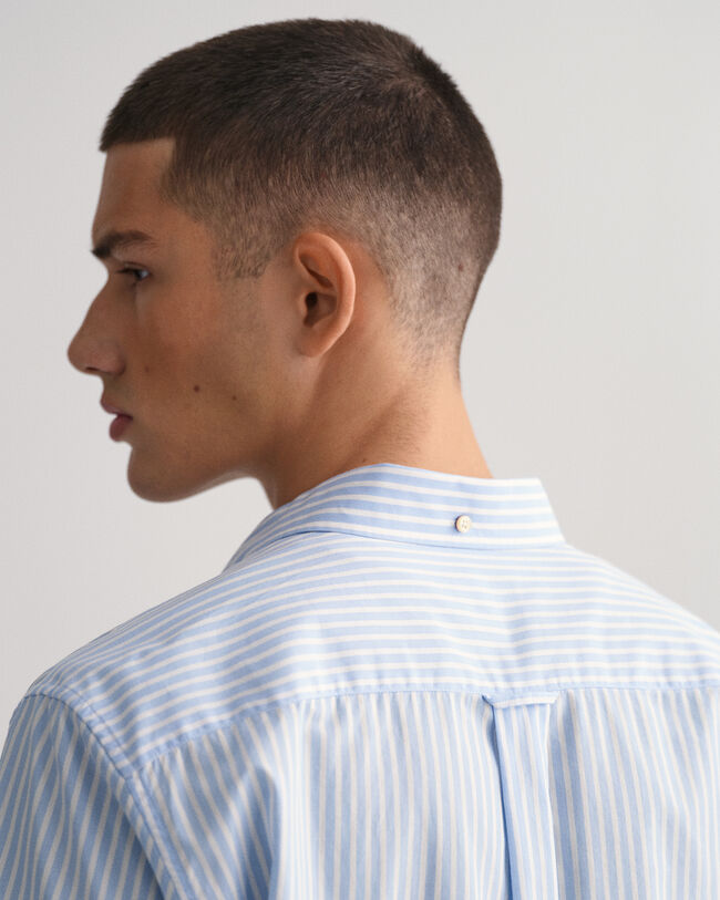 Camicia in broadcloth a righe a maniche corte regular fit