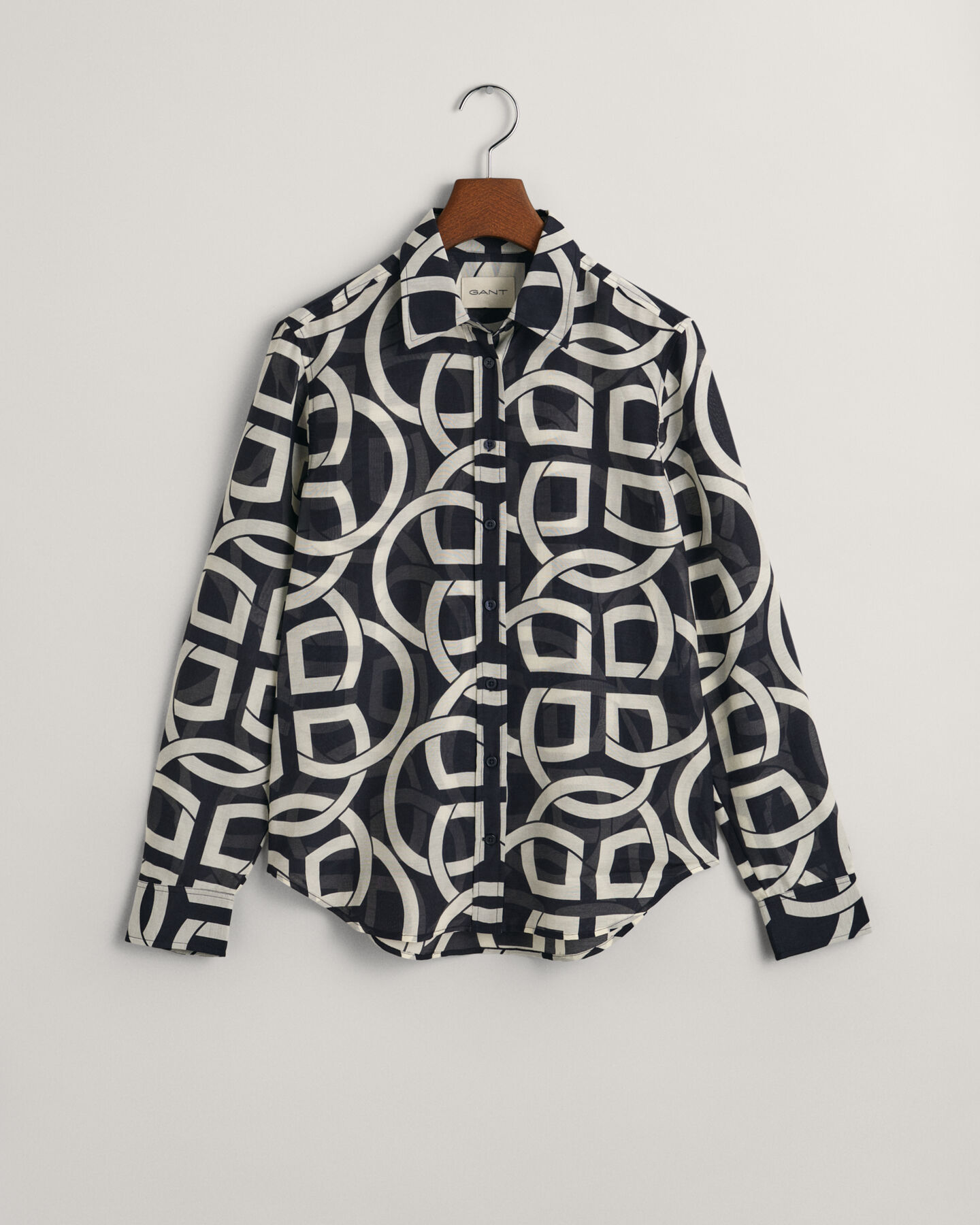 Camicia in misto cotone-seta con stampa Monogram regular fit