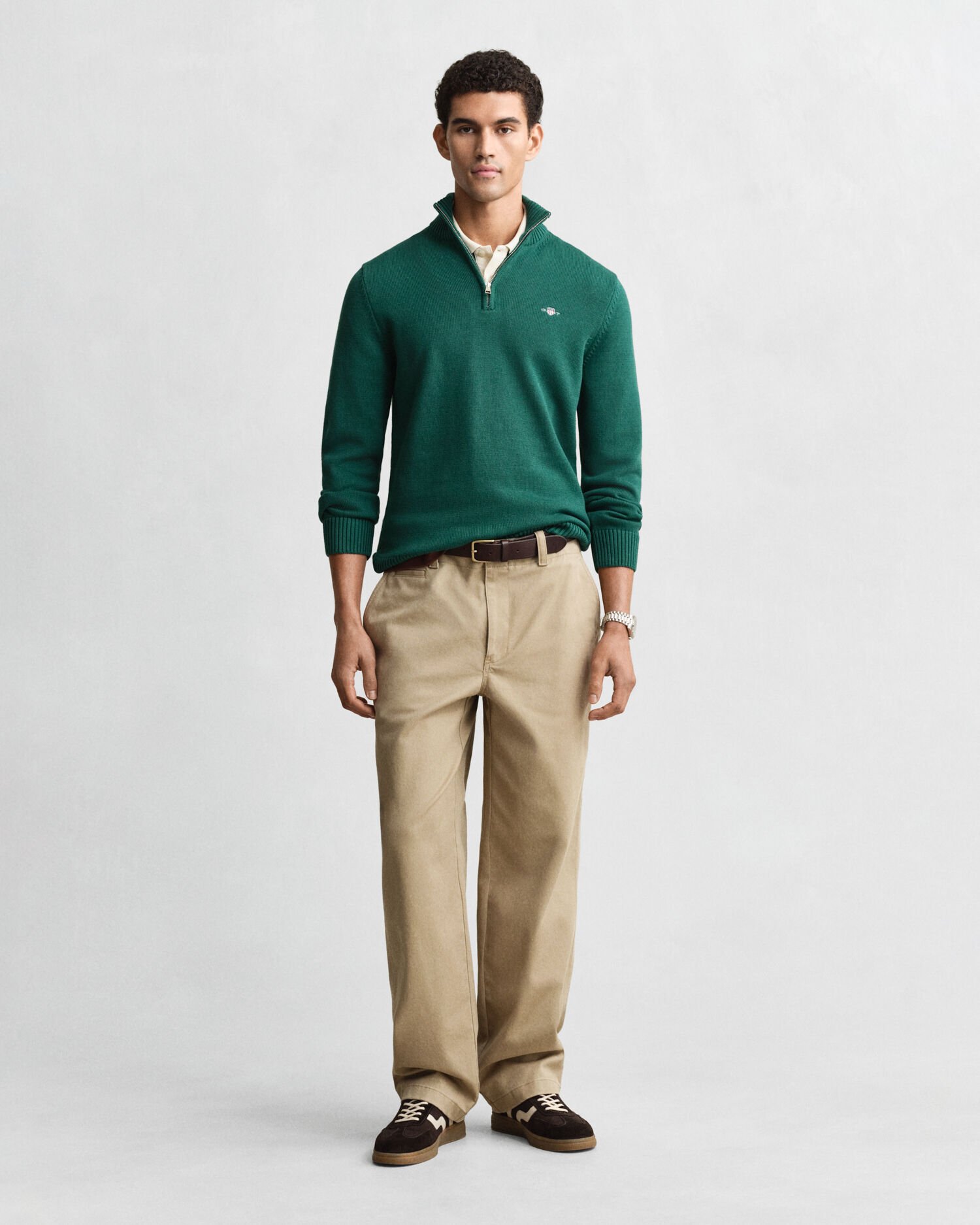 Maglia in cotone casual con zip corta