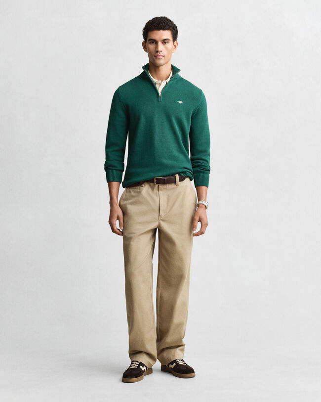 Maglia in cotone casual con zip corta