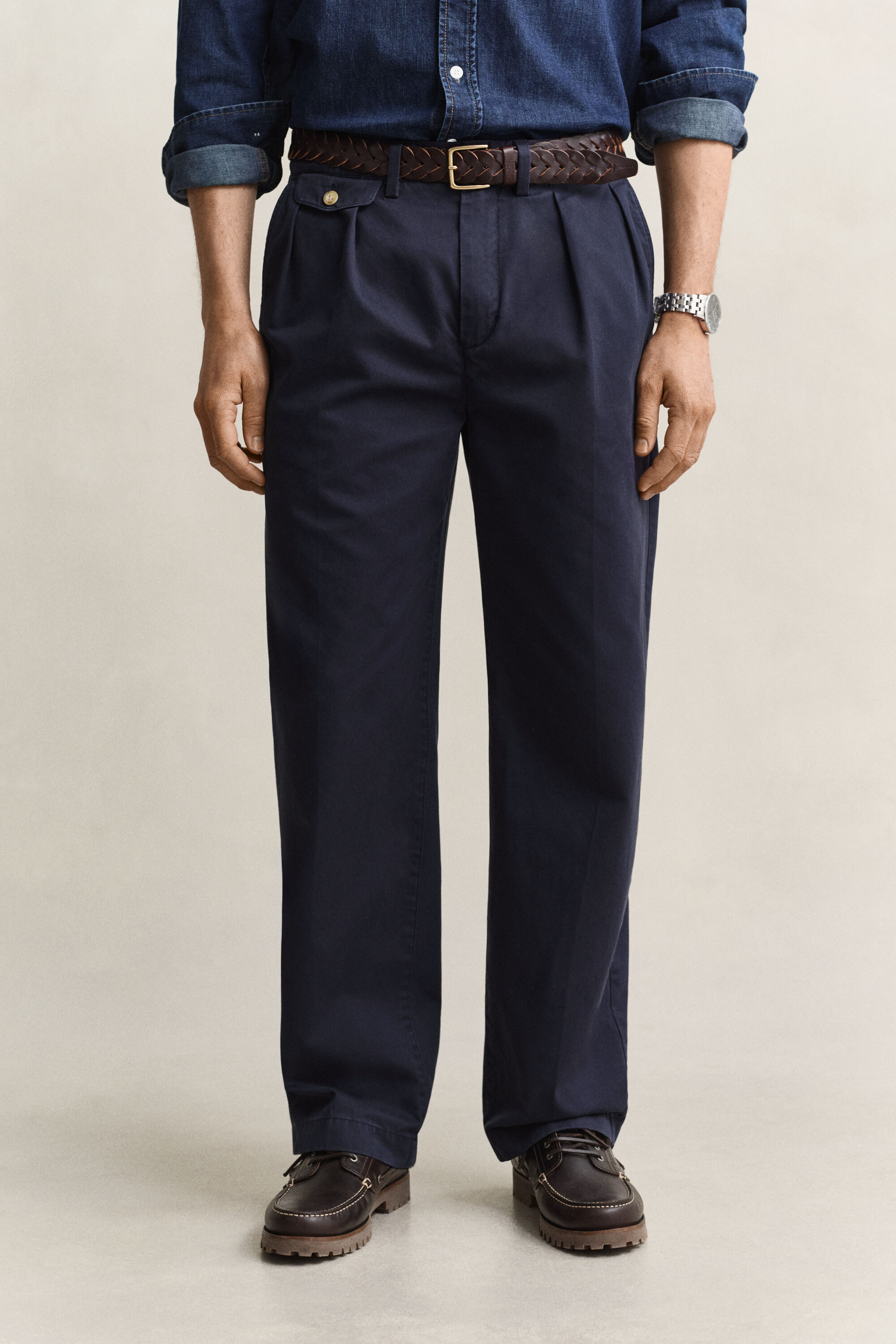 Pantaloni chino in twill di cotone