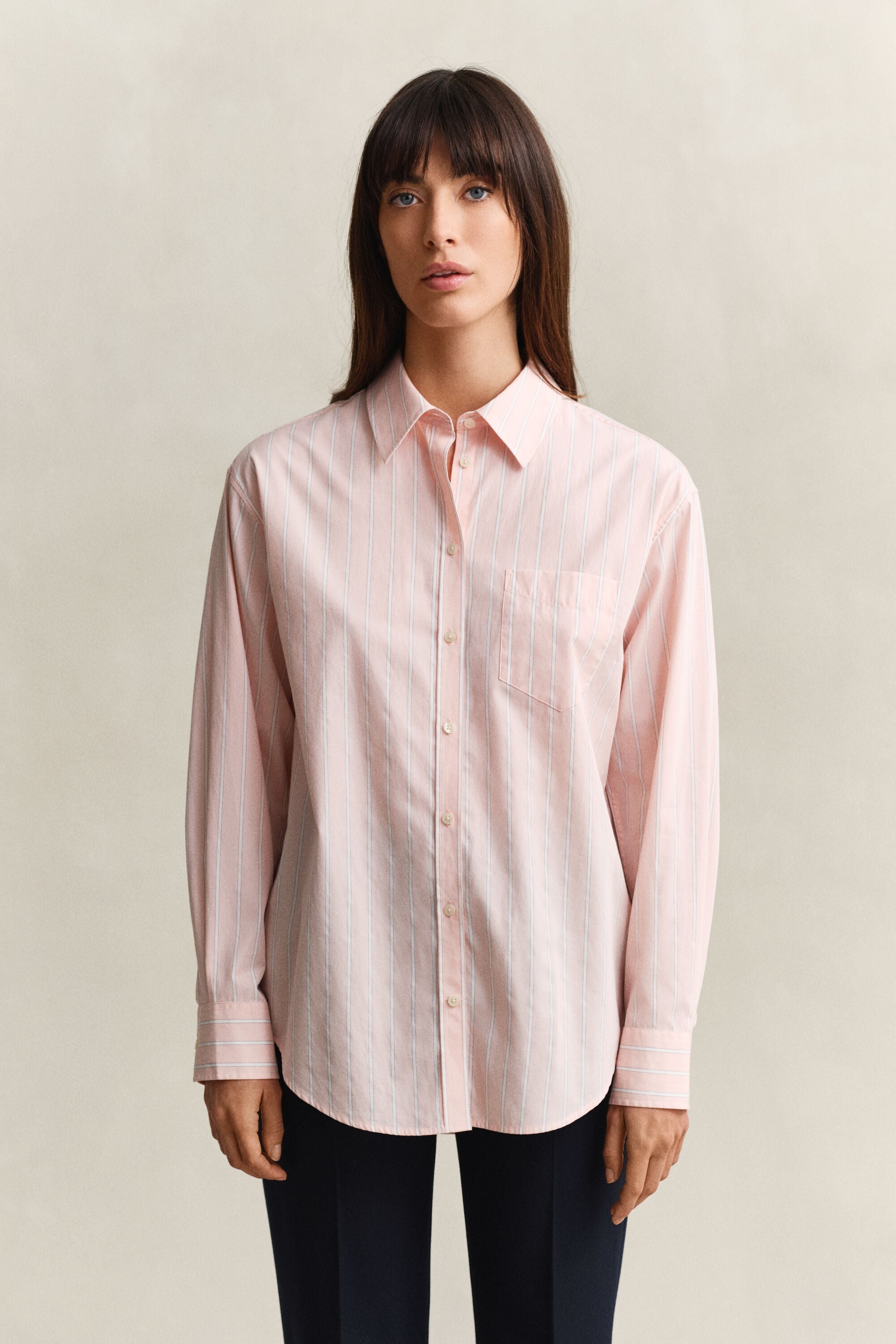 Camicia classica in popeline a righe relaxed fit