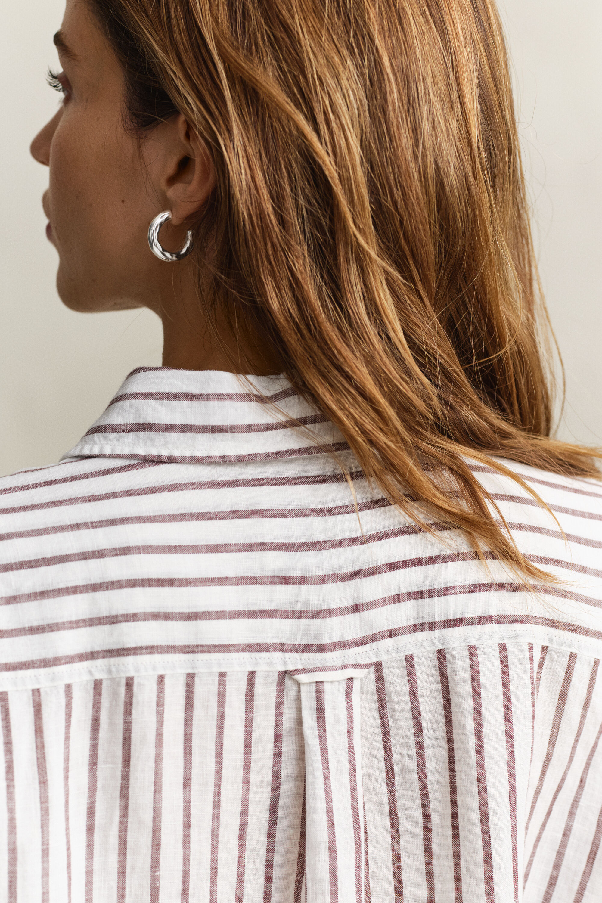 Camicia di lino a righe relaxed fit