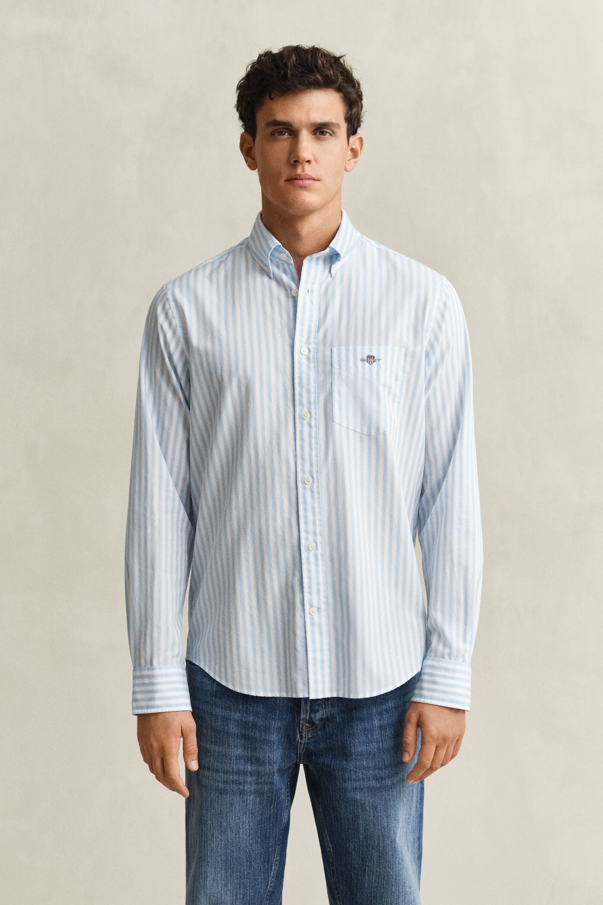 Camicia classica in popeline a righe