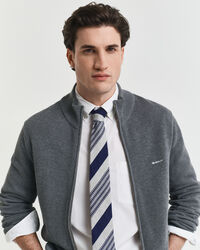 Cardigan con zip in piqué di cotone