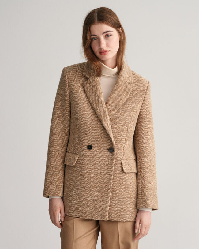 Blazer con motivo a spina di pesce regular fit