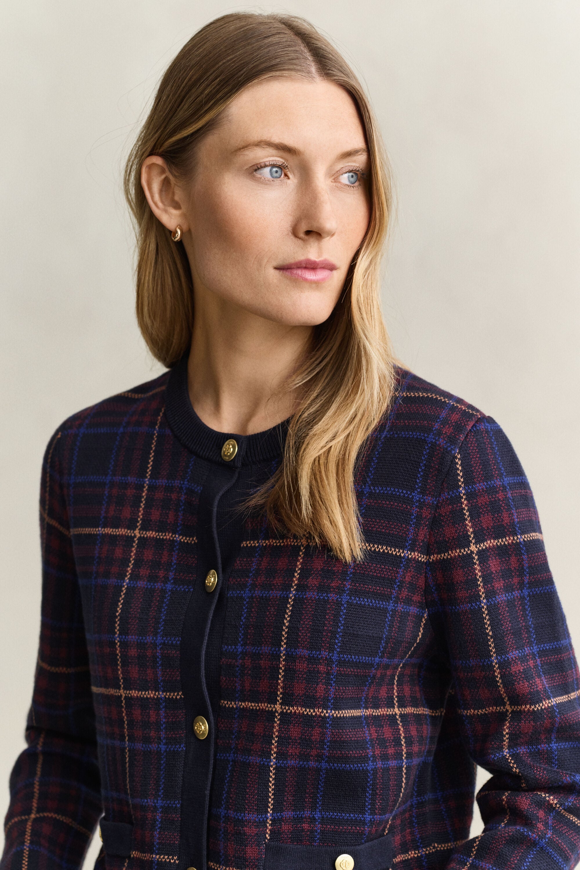 Cardigan in maglia a quadri