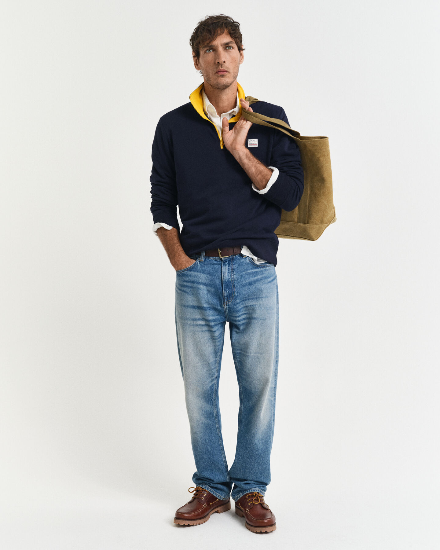 Felpa a contrasto con zip corta