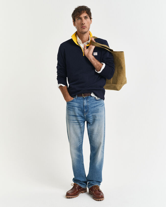 Felpa a contrasto con zip corta