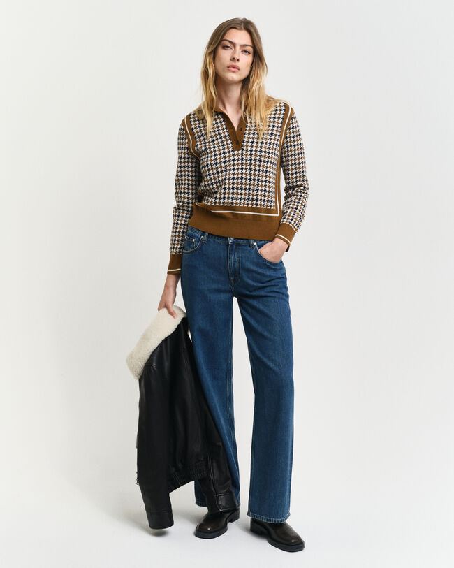 Polo in jacquard pied-de-poule