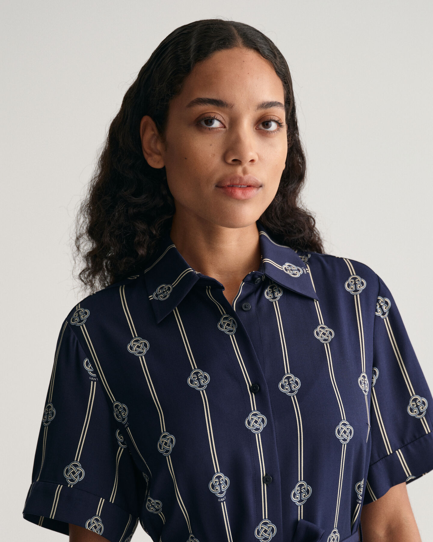 Abito chemisier a maniche corte con stampa