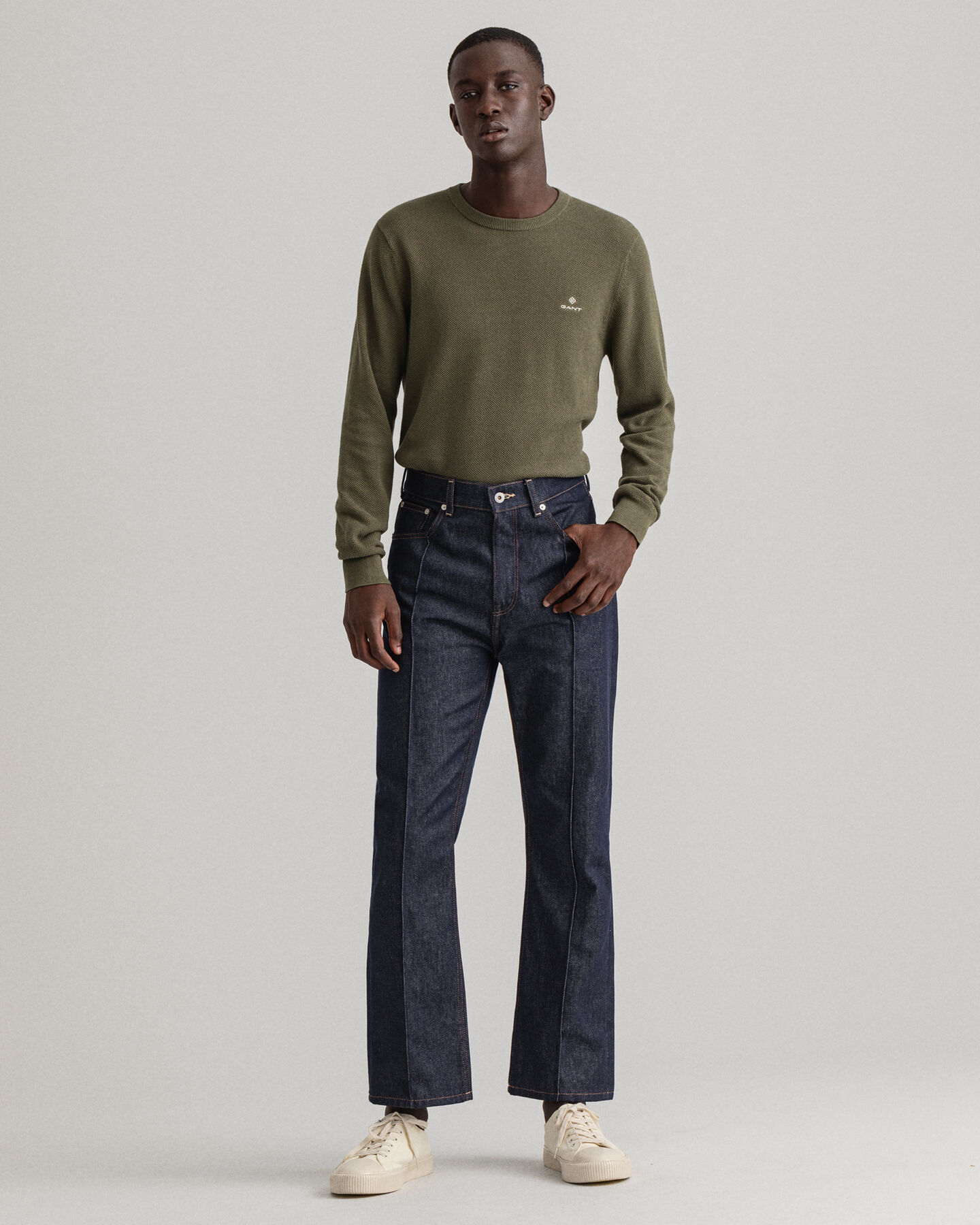 Maglia girocollo in piqu&eacute; di cotone