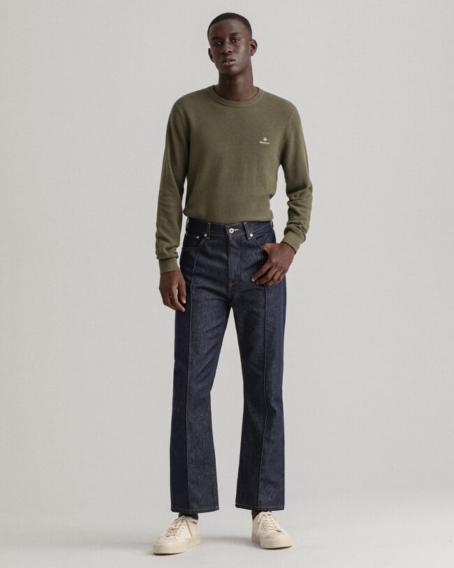 Maglia girocollo in piqu&eacute; di cotone