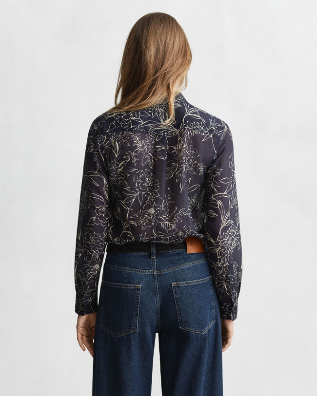 Camicia in misto cotone-seta con stampa floreale regular fit