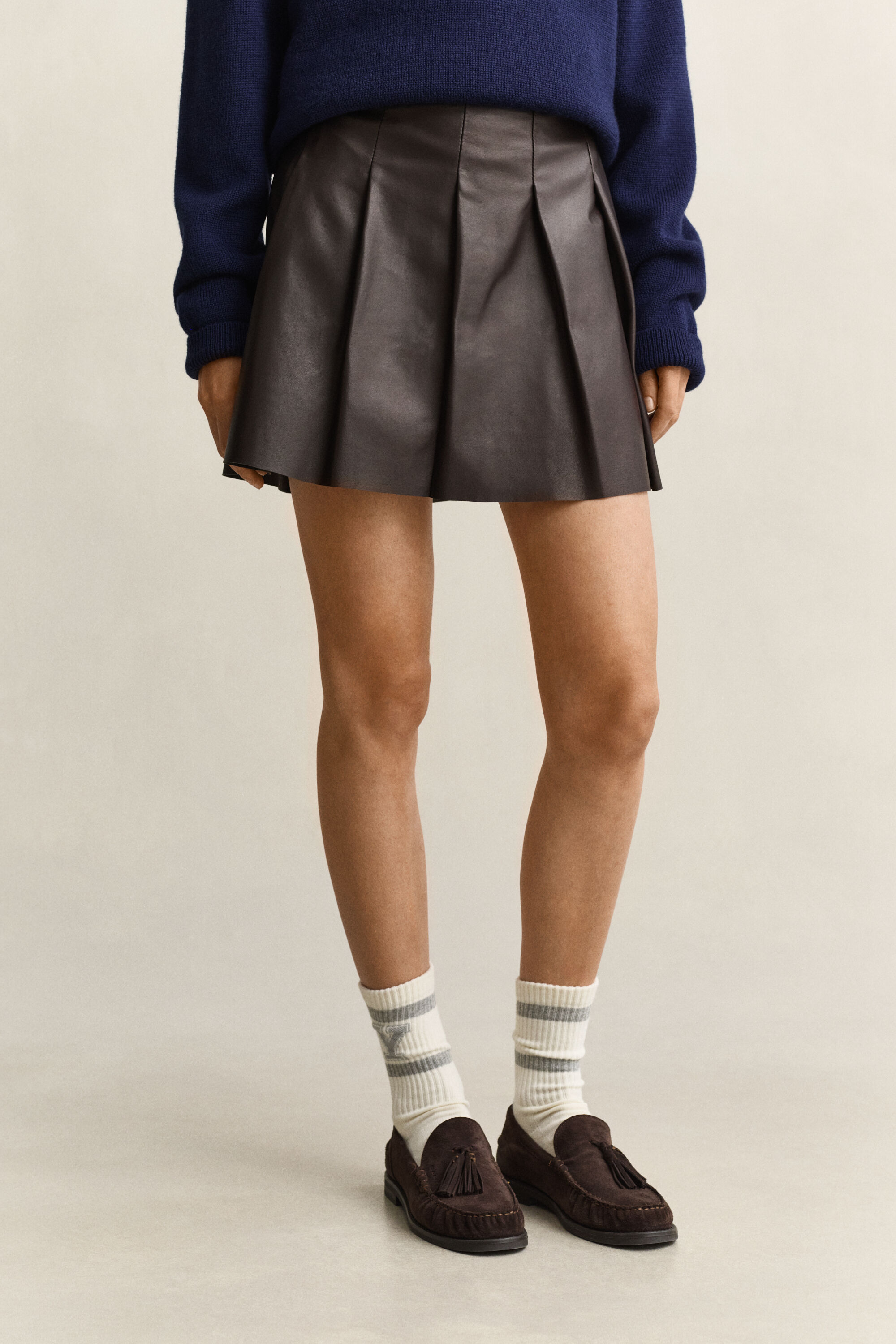 Gonna a pieghe Gant x Yale in pelle