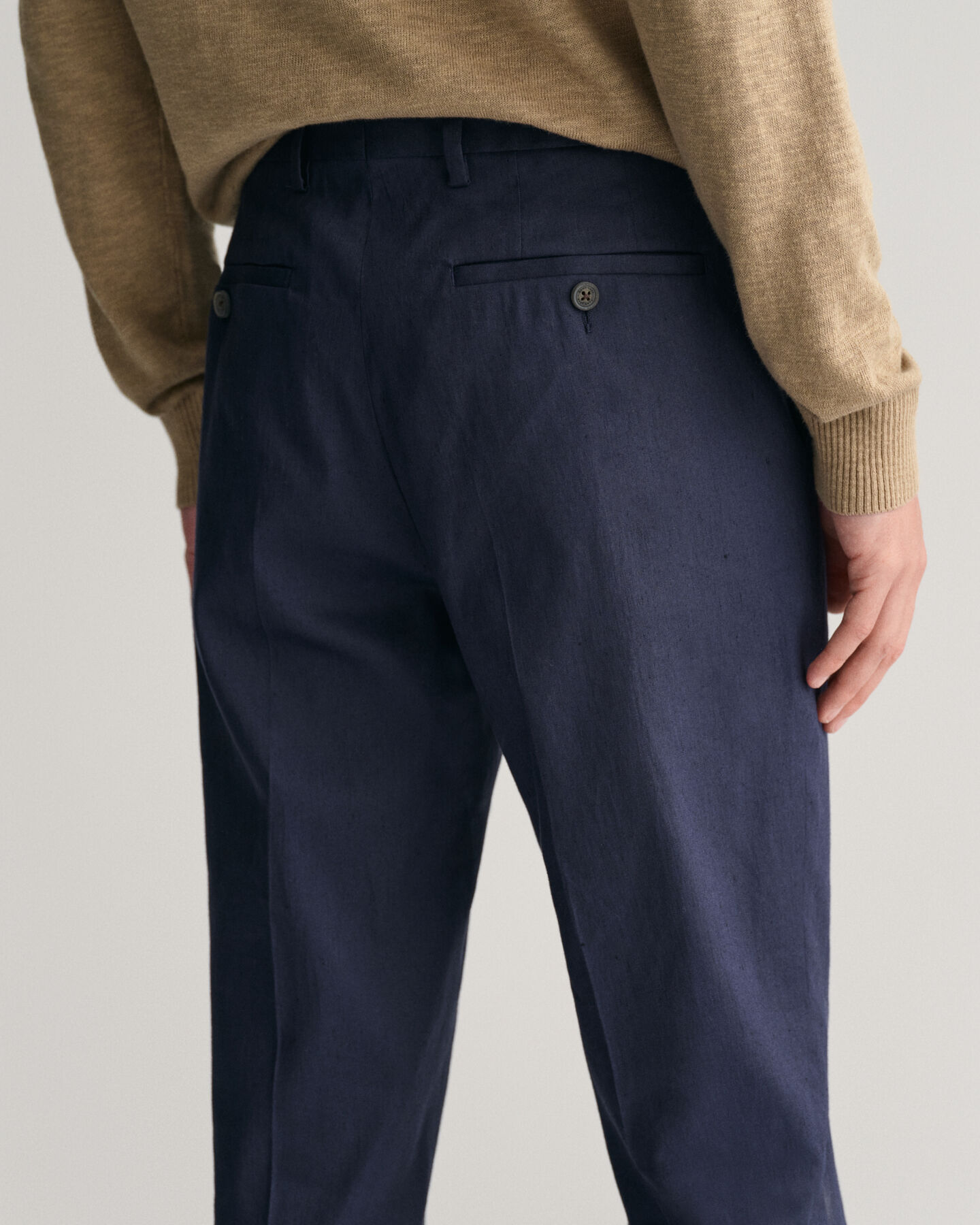 Pantaloni da abito in misto lino-cotone slim fit