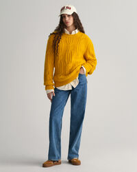 Maglia girocollo a trecce Furry