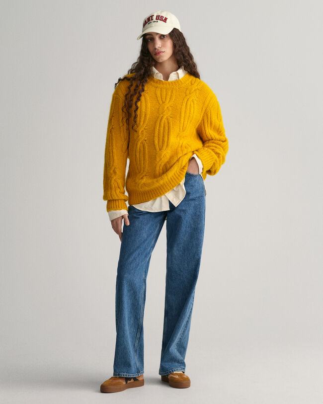 Maglia girocollo a trecce Furry