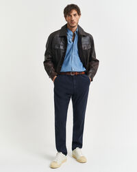 Pantaloni chino in lino e cotone slim fit