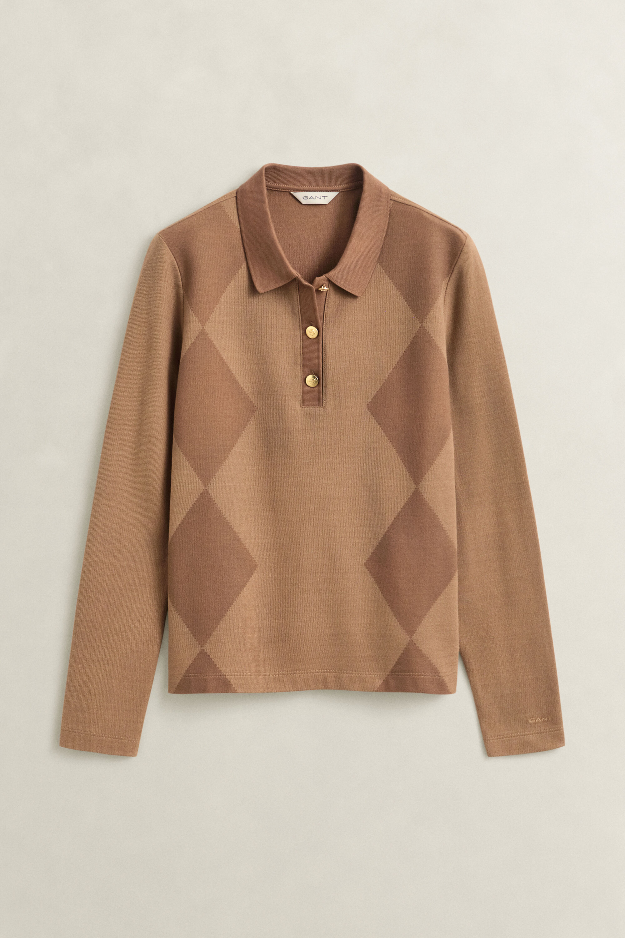 Camicia in stile polo a maniche lunghe Argyle