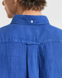 Camicia di lino tinto in capo maniche corte regular fit