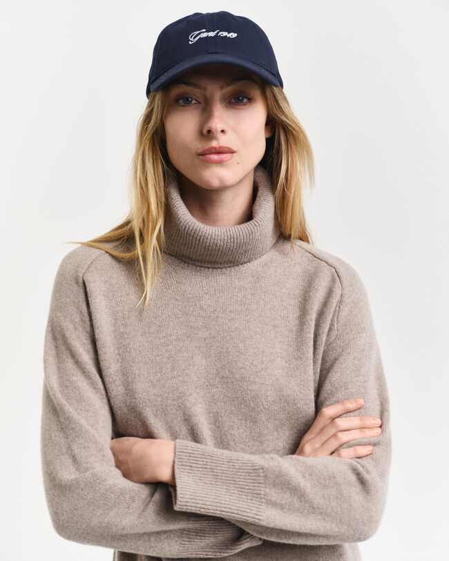 Abito a collo alto con dettagli con motivo a spina di pesce