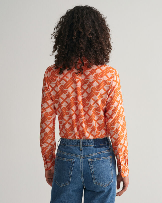 Camicia in misto cotone e seta con motivo G regular fit