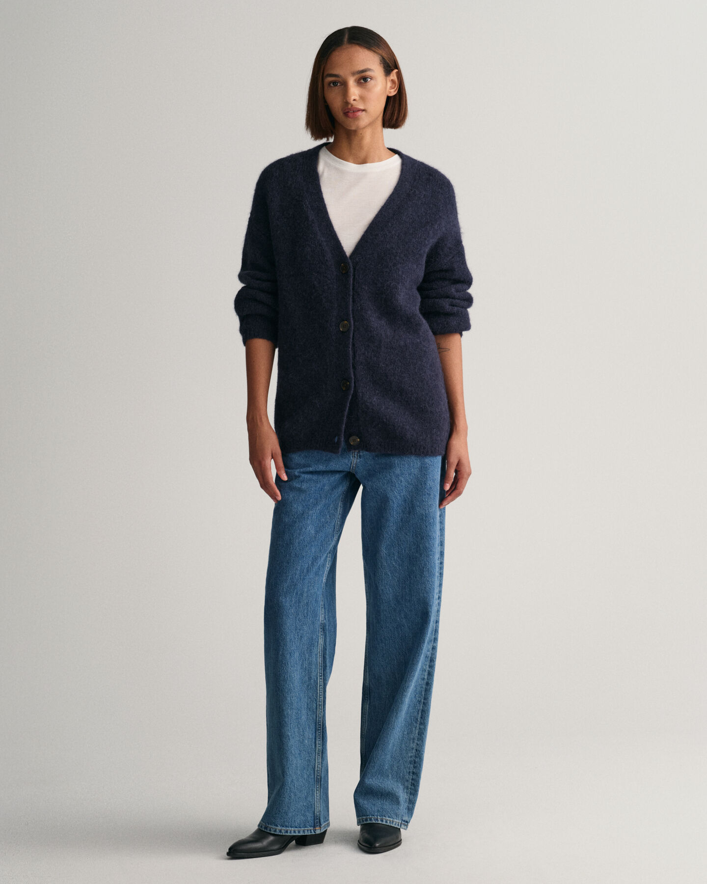 Cardigan con scollo a V Hairy Textured