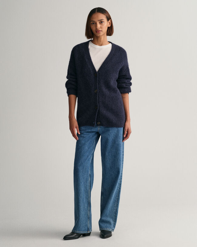 Cardigan con scollo a V Hairy Textured