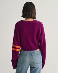 Maglia corta in cashmere con scollo a V
