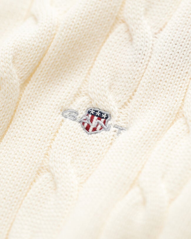 Maglia con zip corta in cotone a trecce Teens