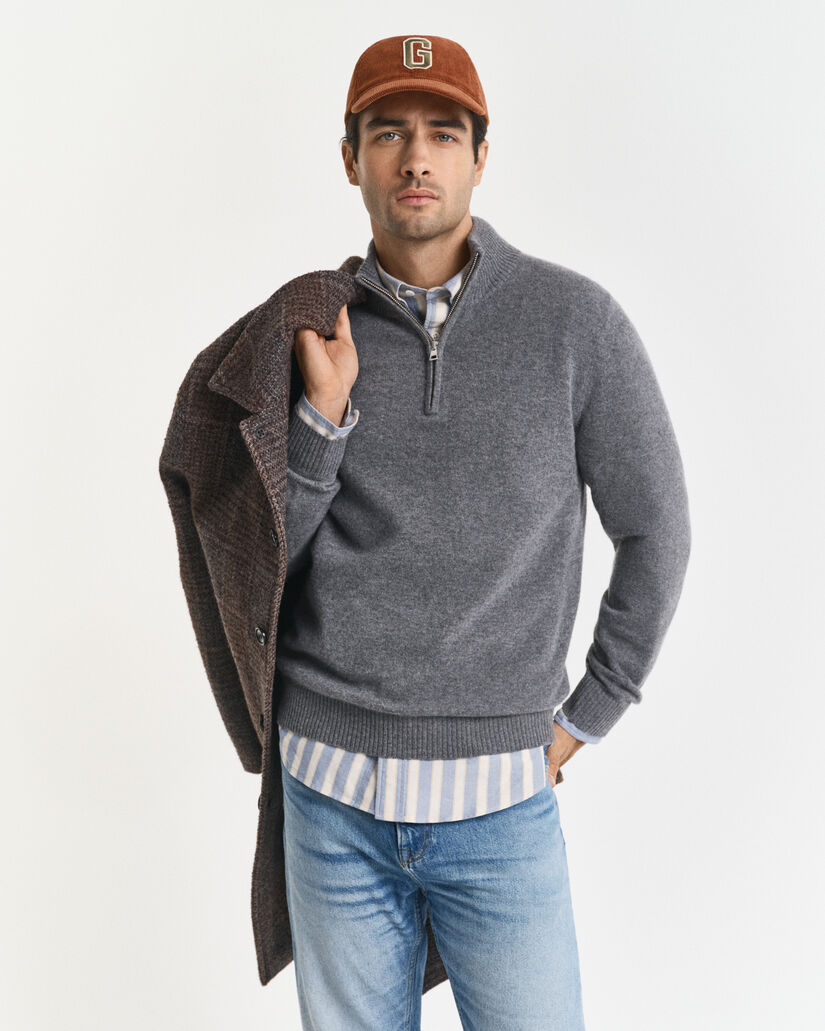 Maglia in cashmere con zip corta