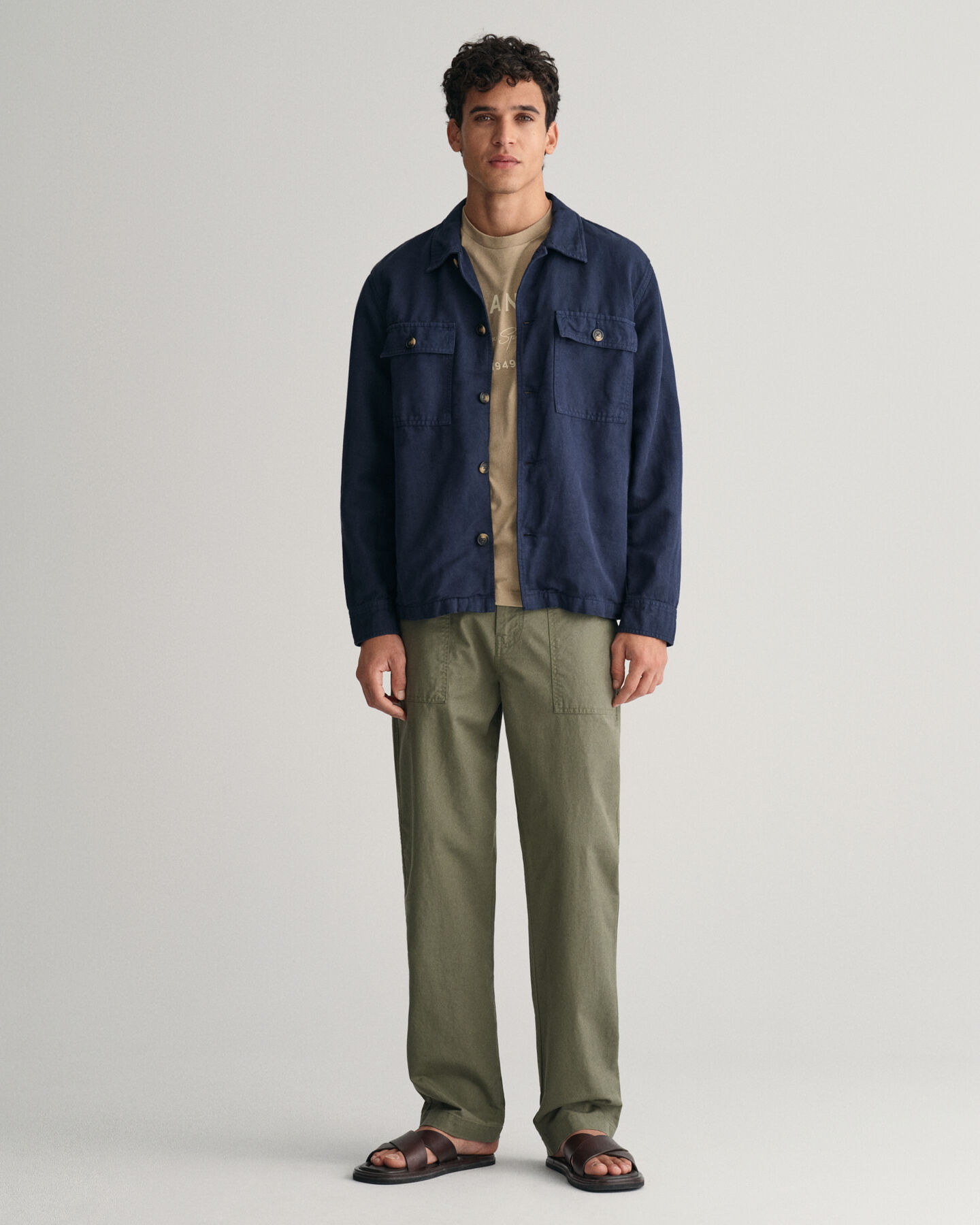 Chino in misto cotone-lino regular fit