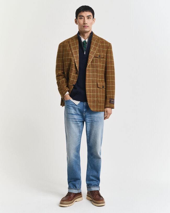 Maglia con zip corta in lana d’agnello a trecce