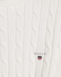 Maglia con collo alto in cotone elasticizzato a trecce