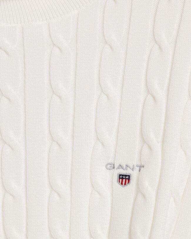 Maglia con collo alto in cotone elasticizzato a trecce