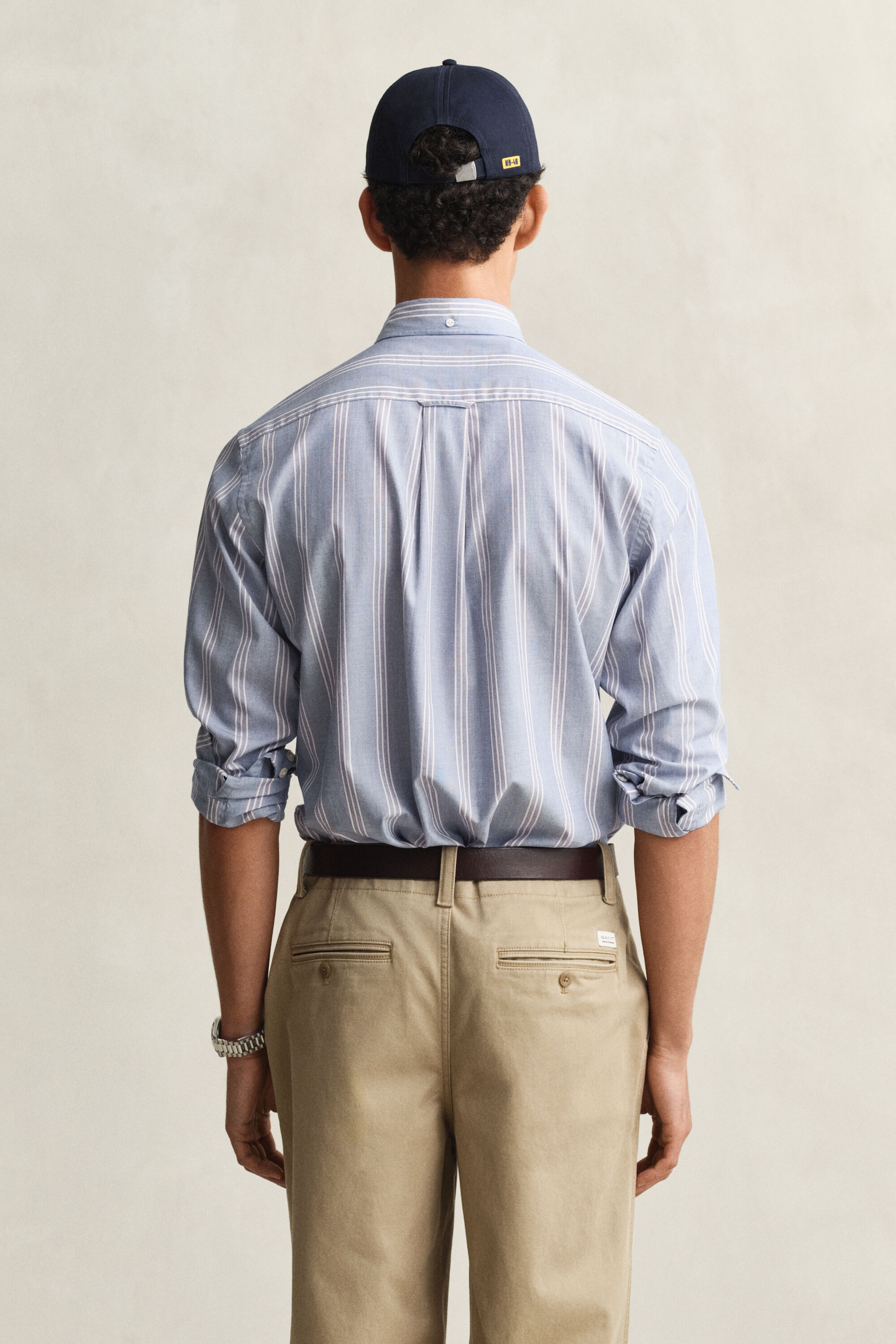 Camicia fil-à-fil in popeline a righe regular fit