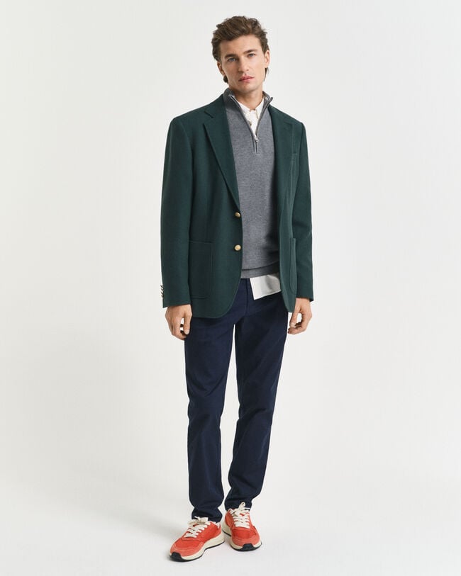 Maglia con zip corta in piqué di cotone