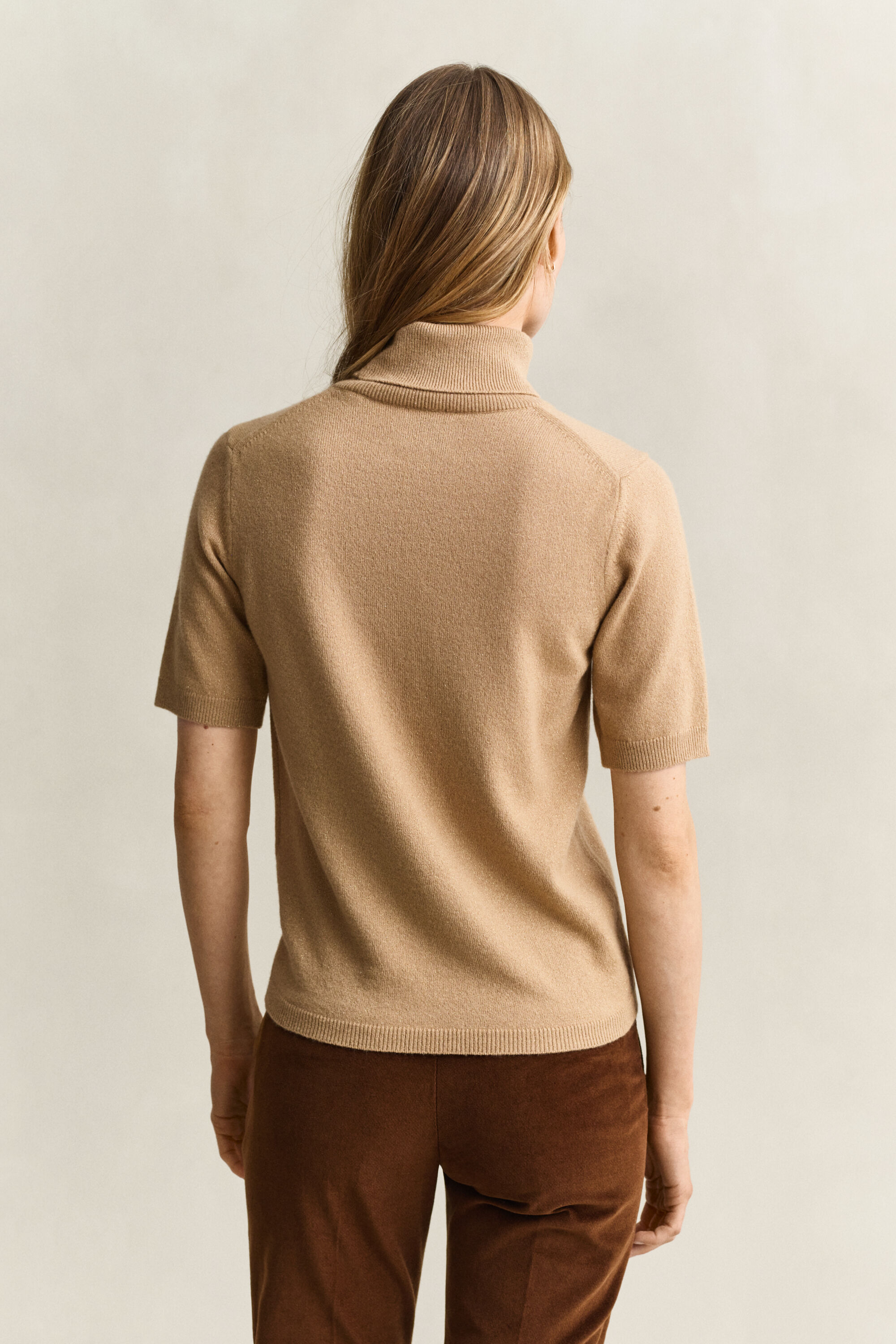 Maglia a collo alto in misto lana effetto metallizzato