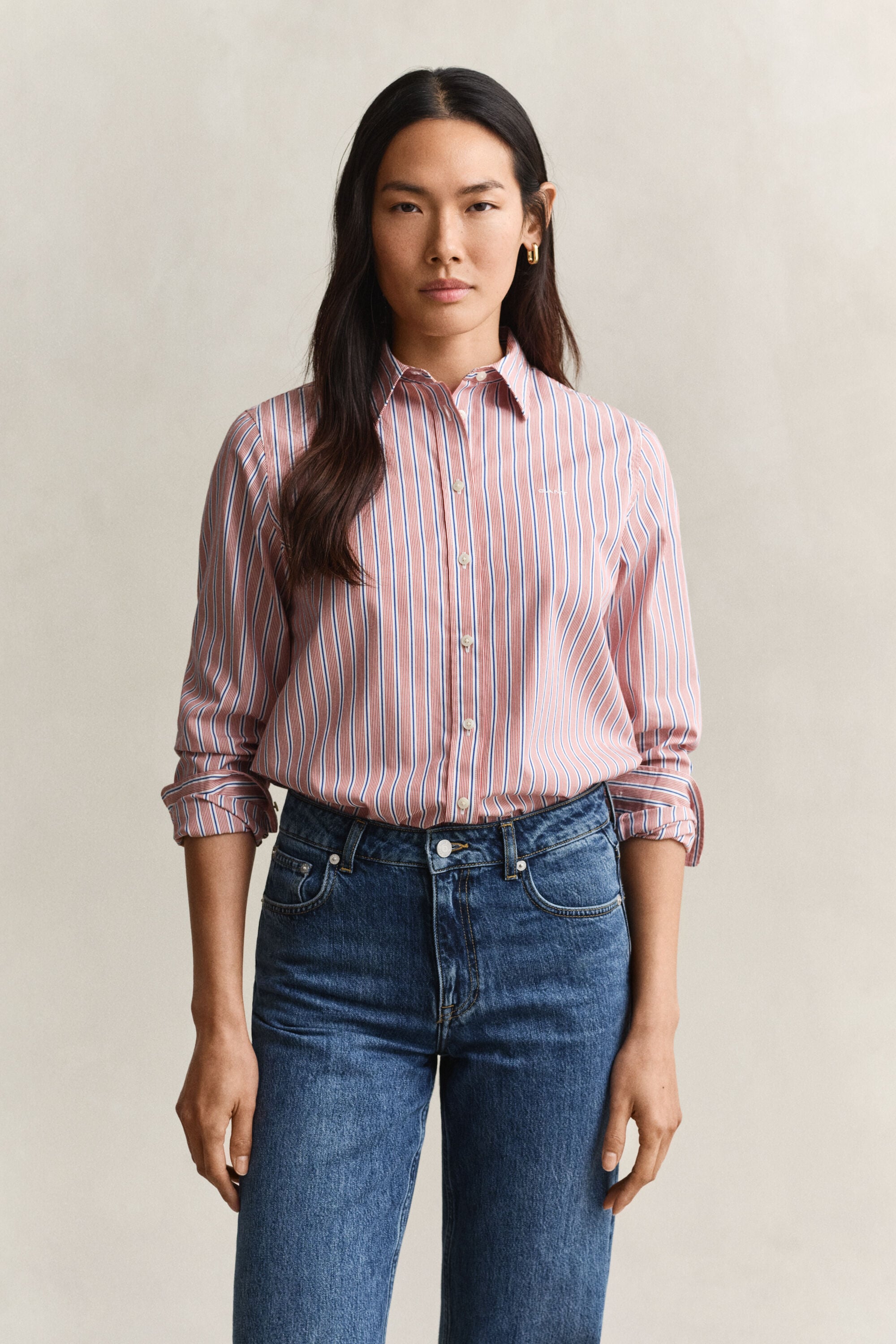 Camicia classica in popeline a righe regular fit