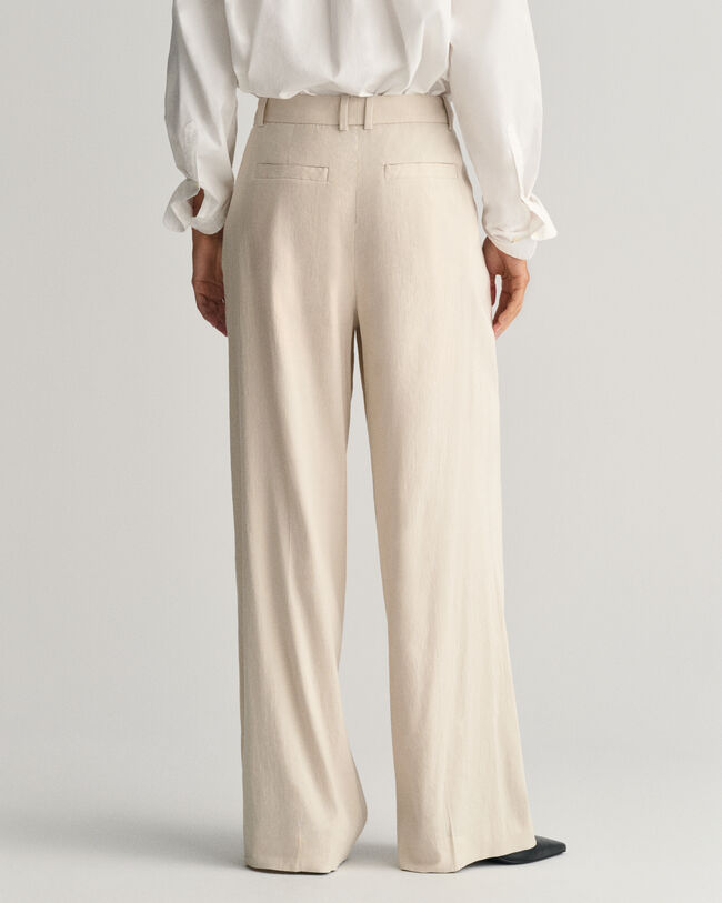 Pantaloni sartoriali elasticizzati in lino relaxed fit