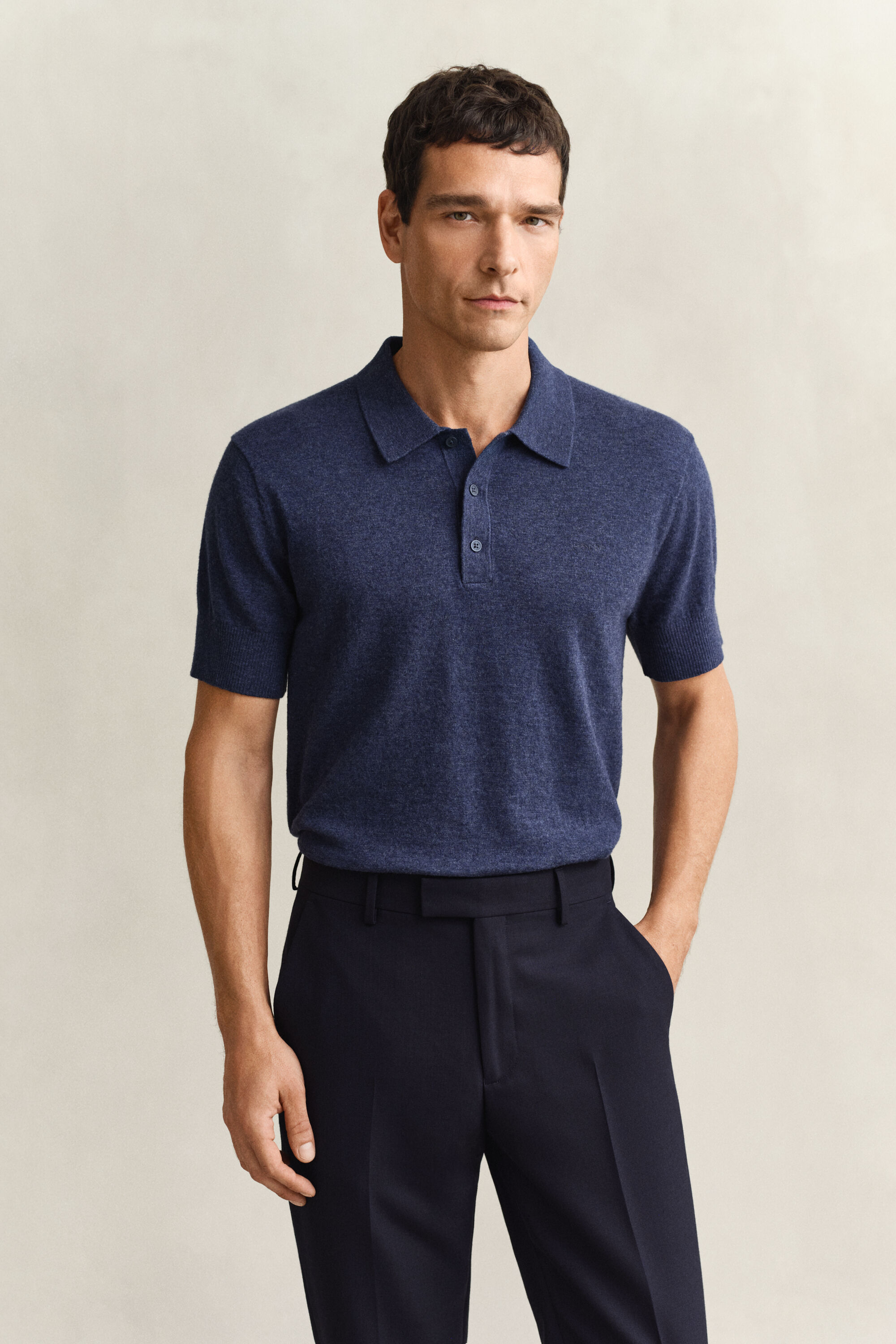 Polo a maniche corte in misto cotone fiammato