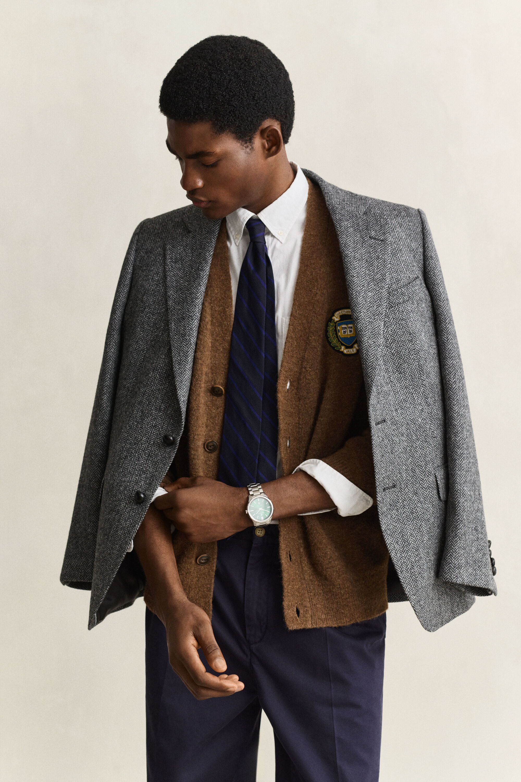 Cardigan Gant x Yale in morbida lana pettinata