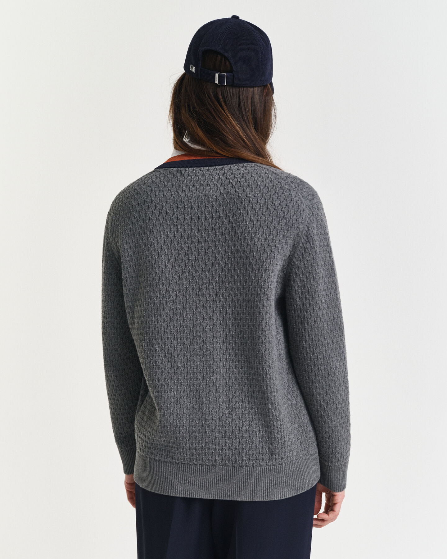 Cardigan in cotone testurizzato in un colore a contrasto